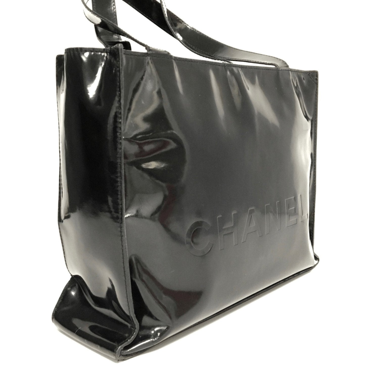 Chanel Black Vintage Vinyl Shopper Bag