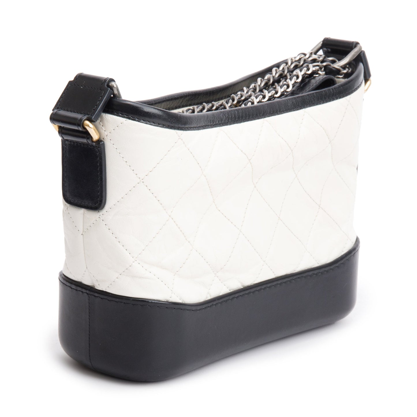 Chanel Black & White Aged Calfskin Leather Small Gabrielle Hobo