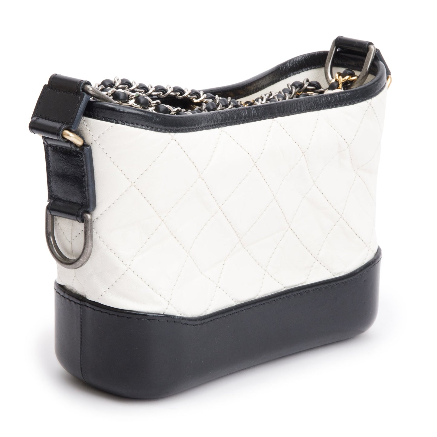 Chanel Black & White Aged Calfskin Leather Small Gabrielle Hobo