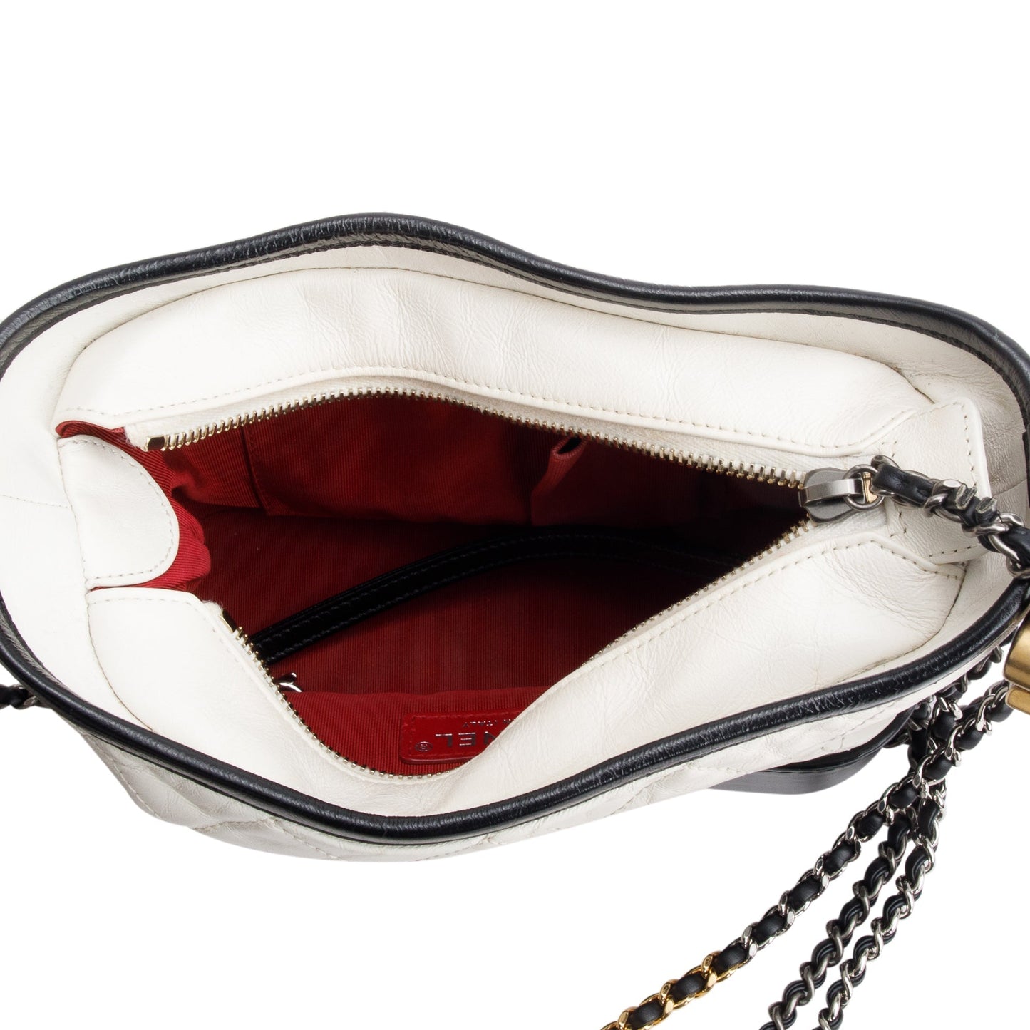Chanel Black & White Aged Calfskin Leather Small Gabrielle Hobo