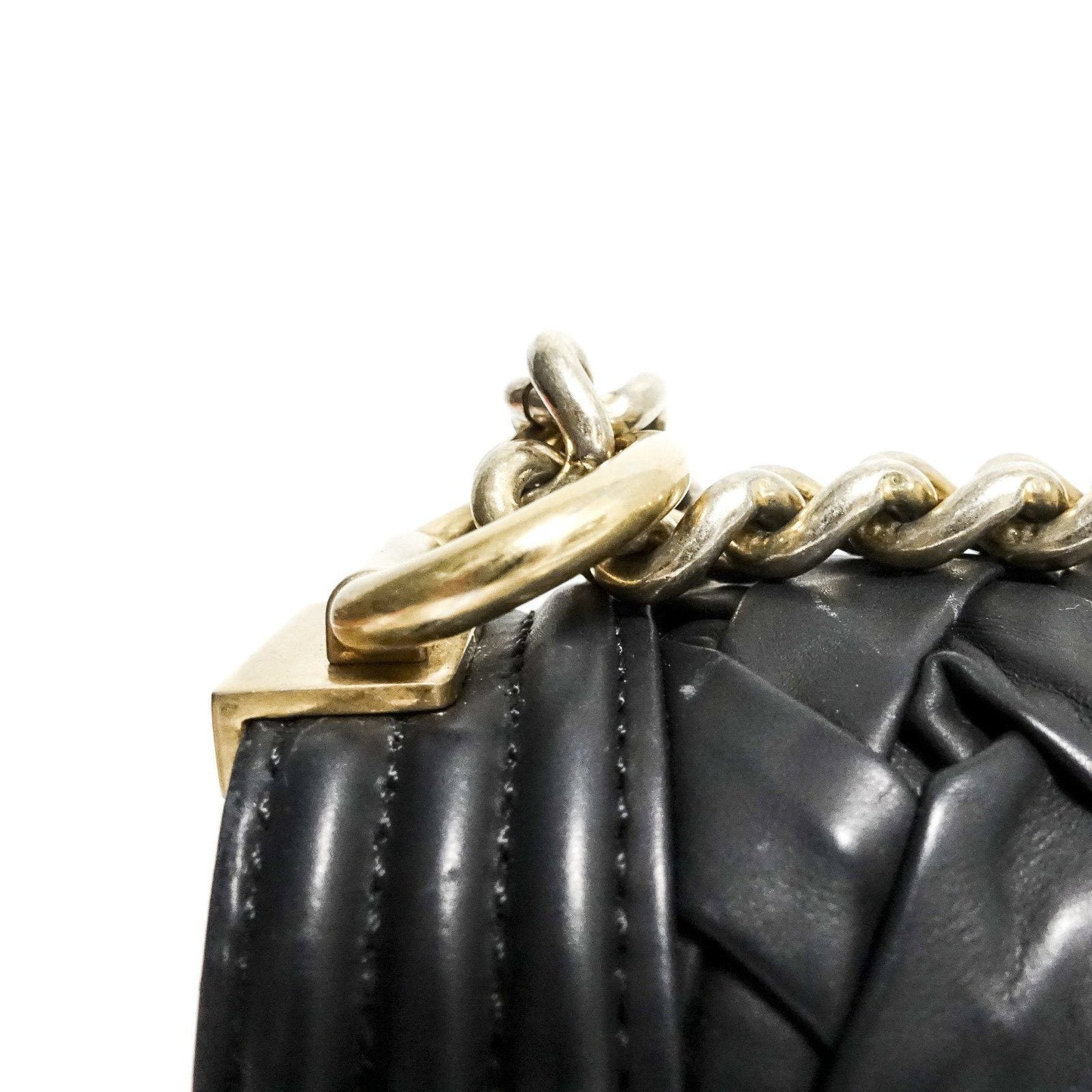 Chanel Black Woven Leather Chateau Boy Bag