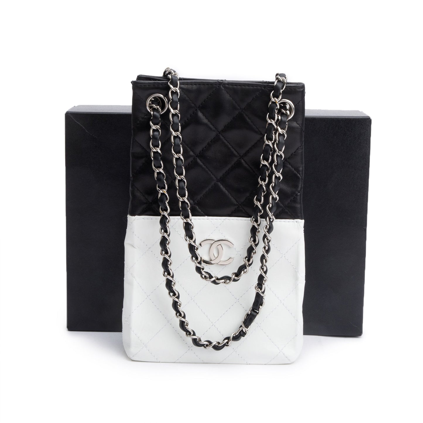 Chanel Black/White Quilted Calfskin Leather Bicolor Vertical Tote