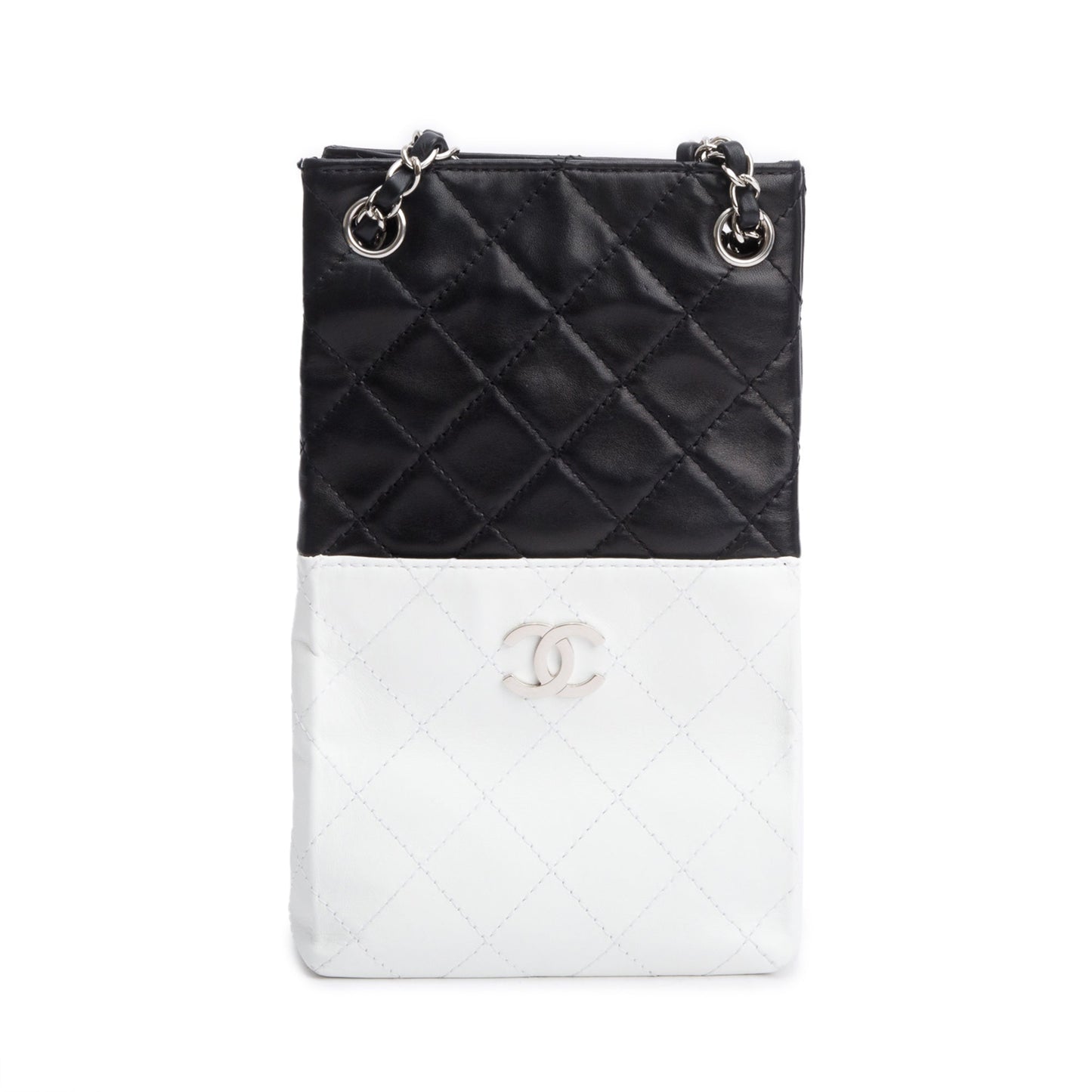 Chanel Black/White Quilted Calfskin Leather Bicolor Vertical Tote