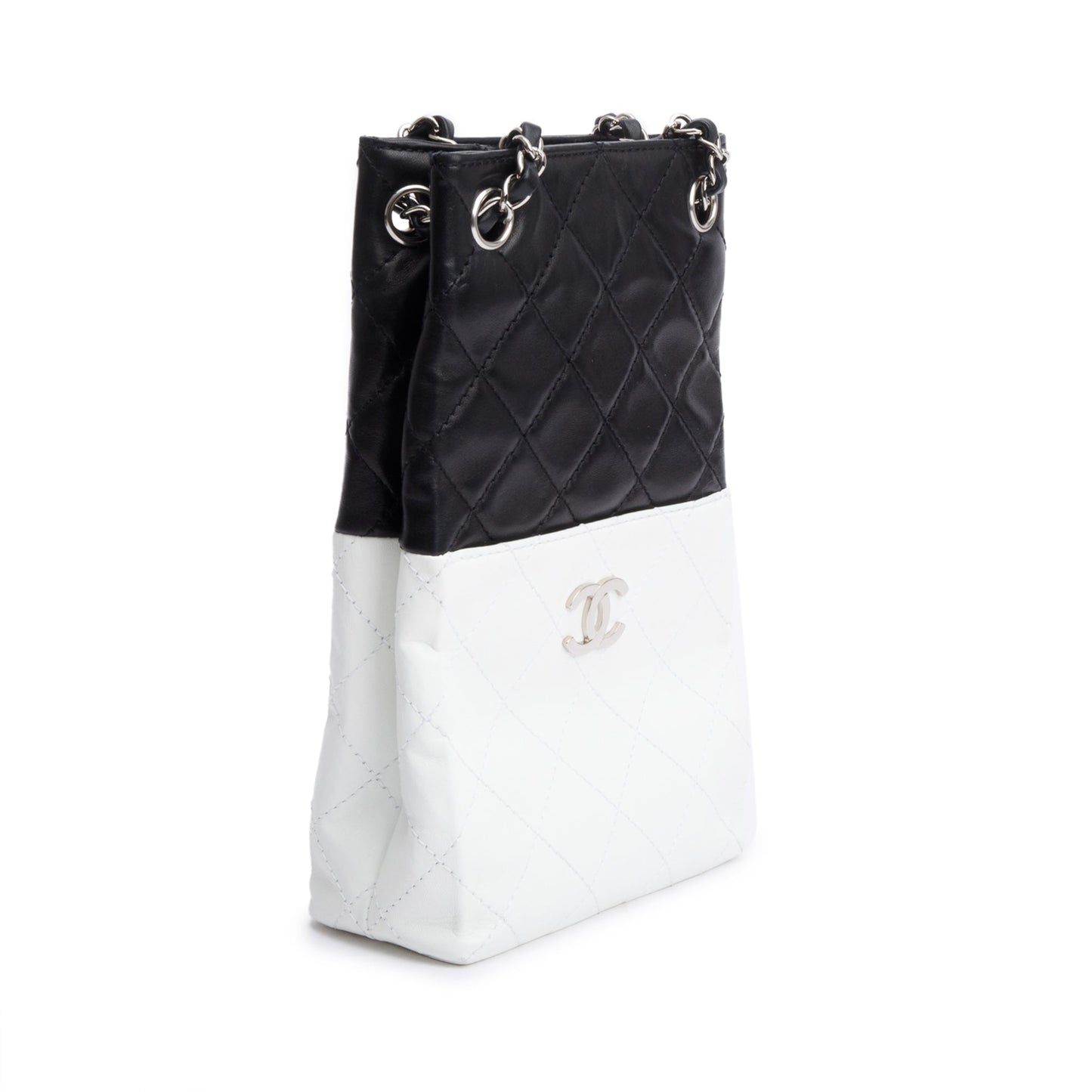 Chanel Black/White Quilted Calfskin Leather Bicolor Vertical Tote