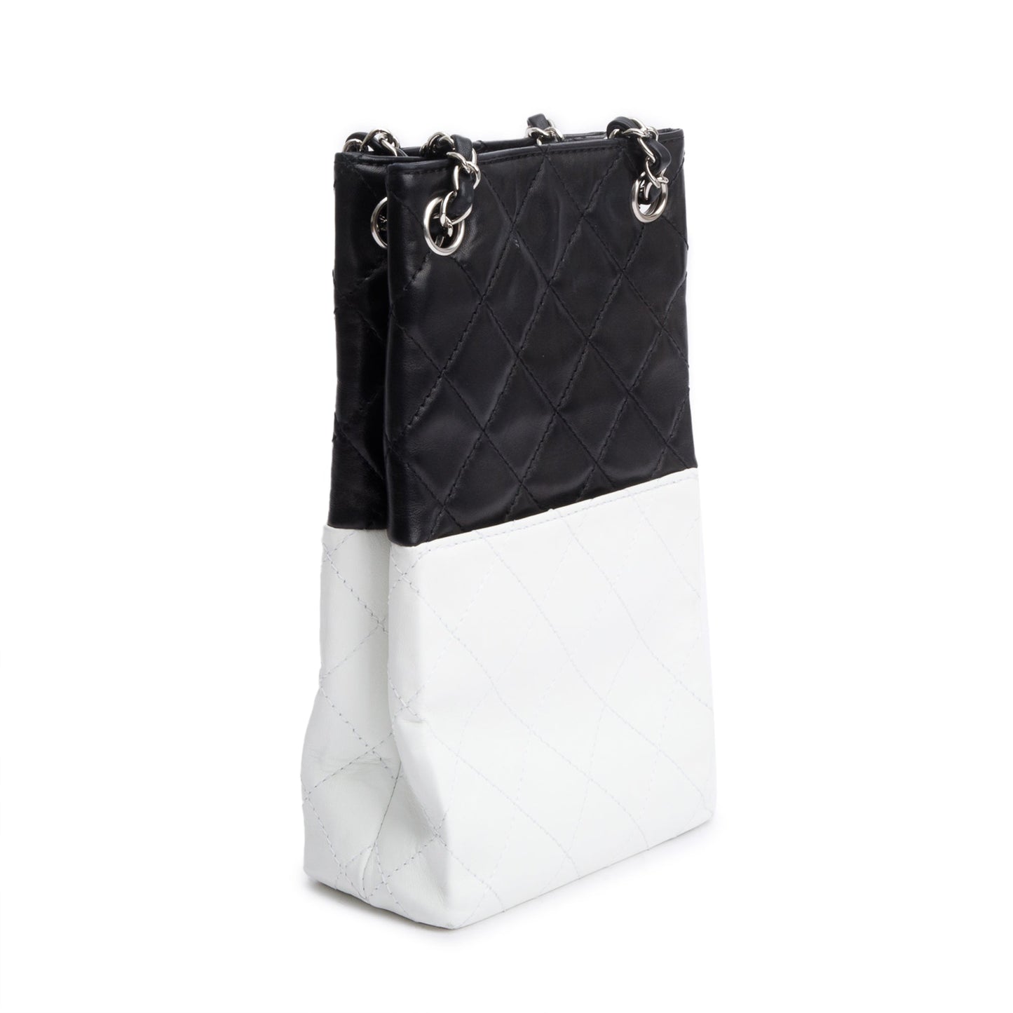 Chanel Black/White Quilted Calfskin Leather Bicolor Vertical Tote