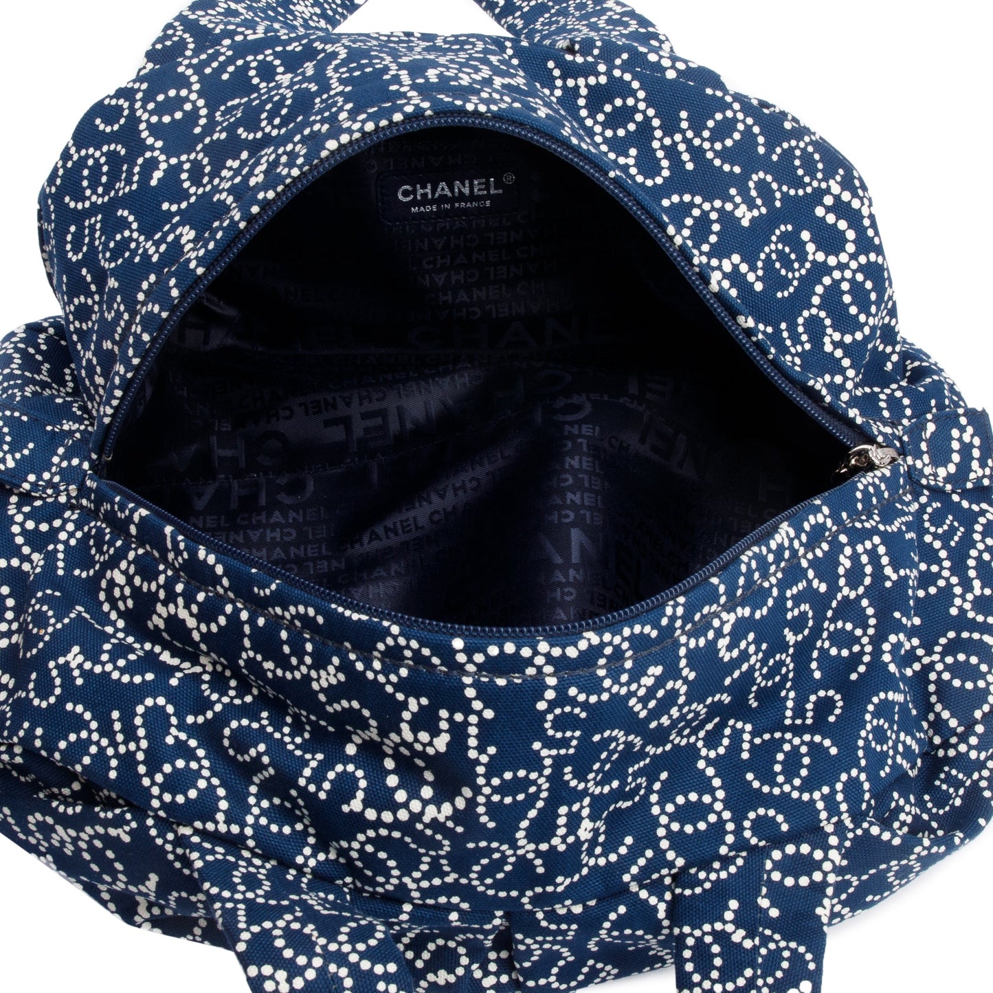 Chanel Blue CC Logo Canvas Bowler Bag