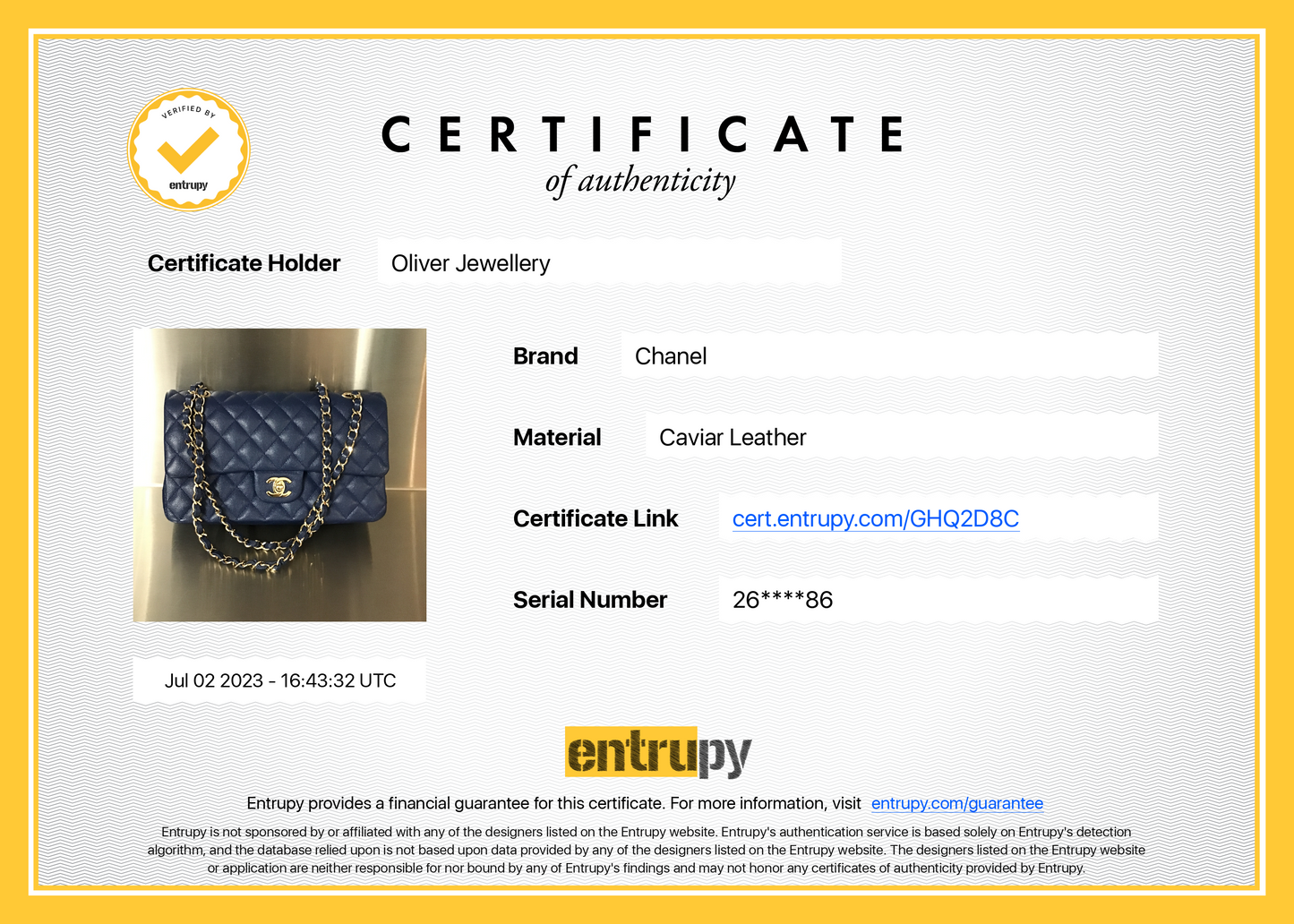 Chanel Blue Caviar Leather Classic Medium Double Flap Bag