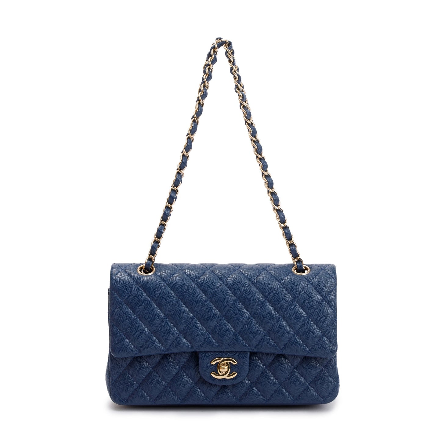Chanel Blue Caviar Leather Classic Medium Double Flap Bag