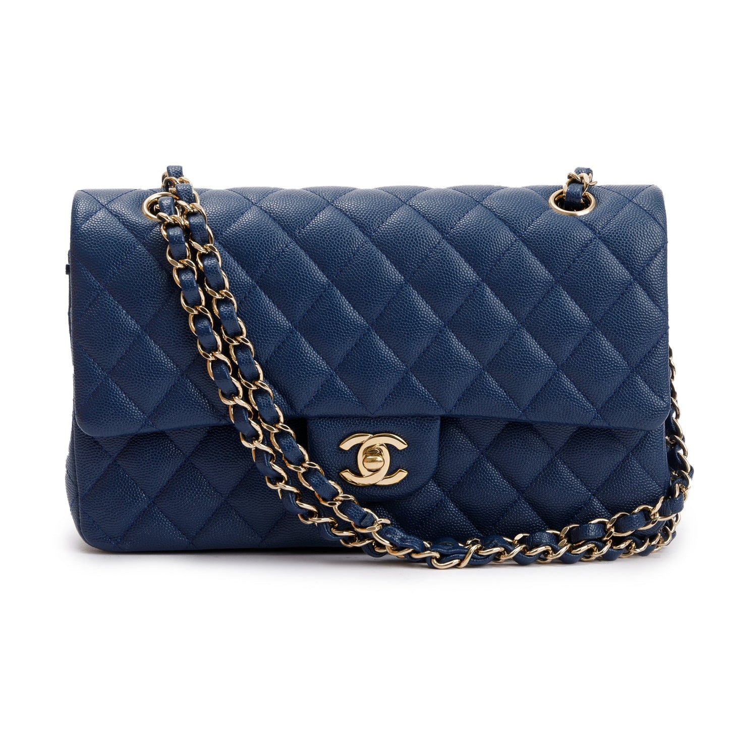 Chanel Blue Caviar Leather Classic Medium Double Flap Bag