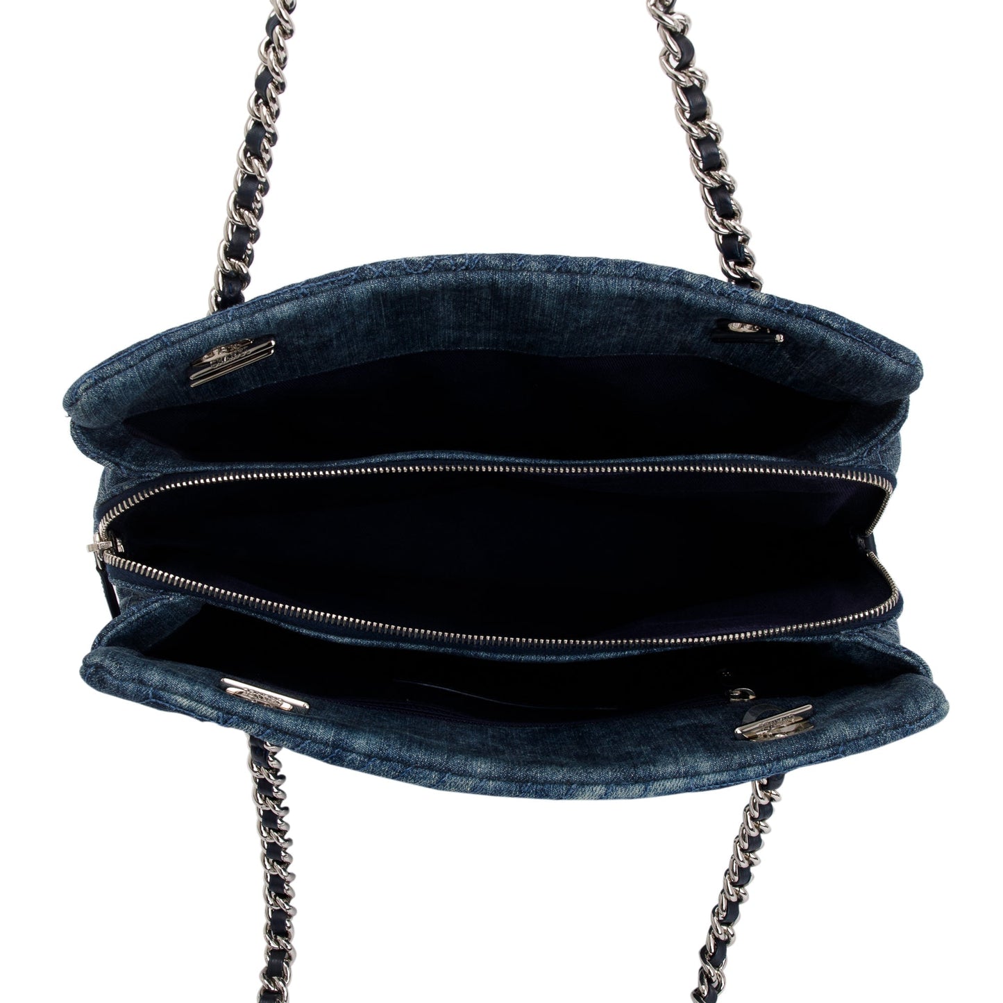 Chanel Blue Denim Camellia Tote Bag