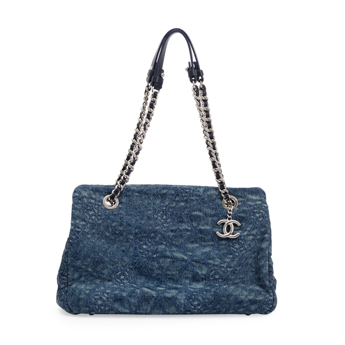 Chanel Blue Denim Camellia Tote Bag