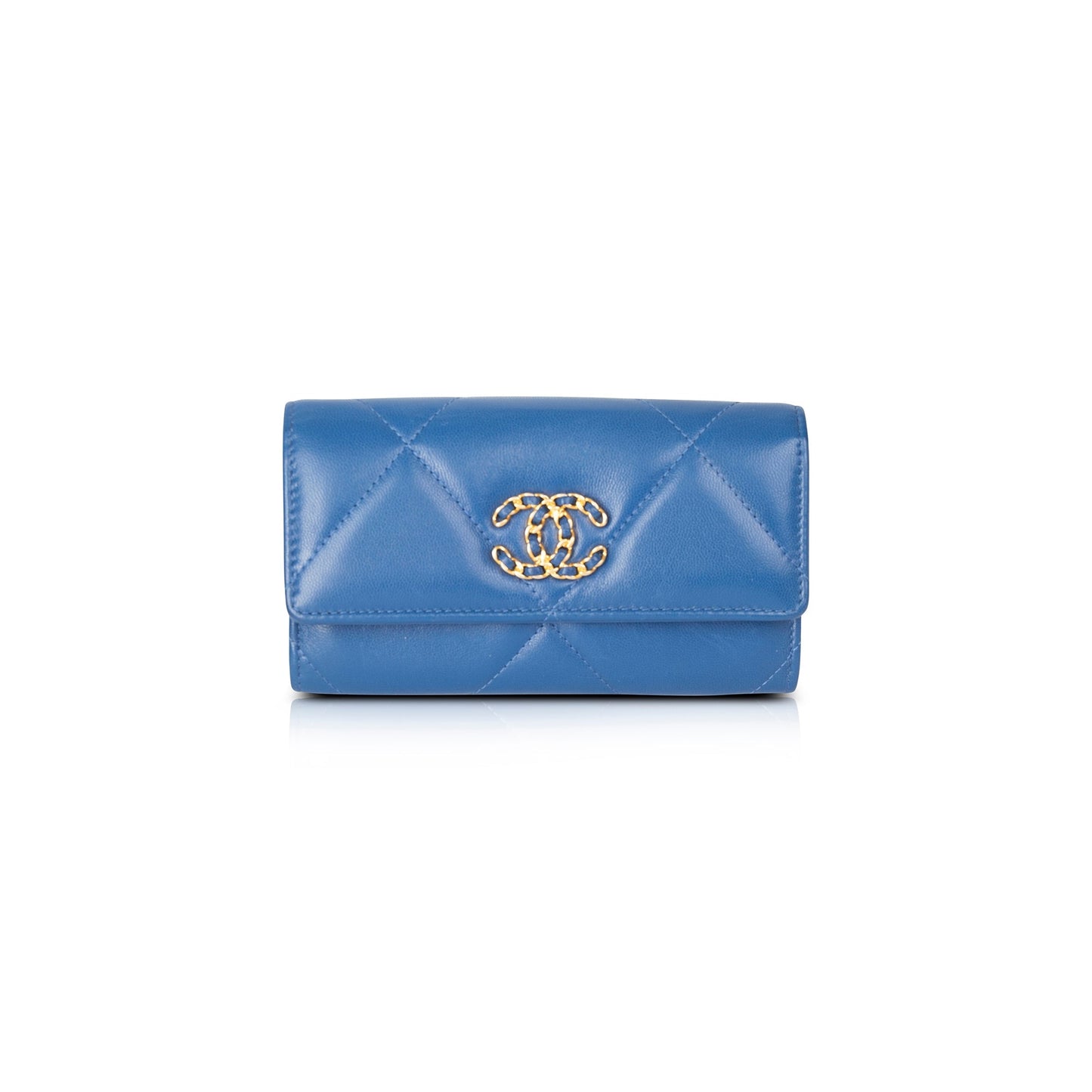 Chanel Blue Lambskin 19 Flap Wallet