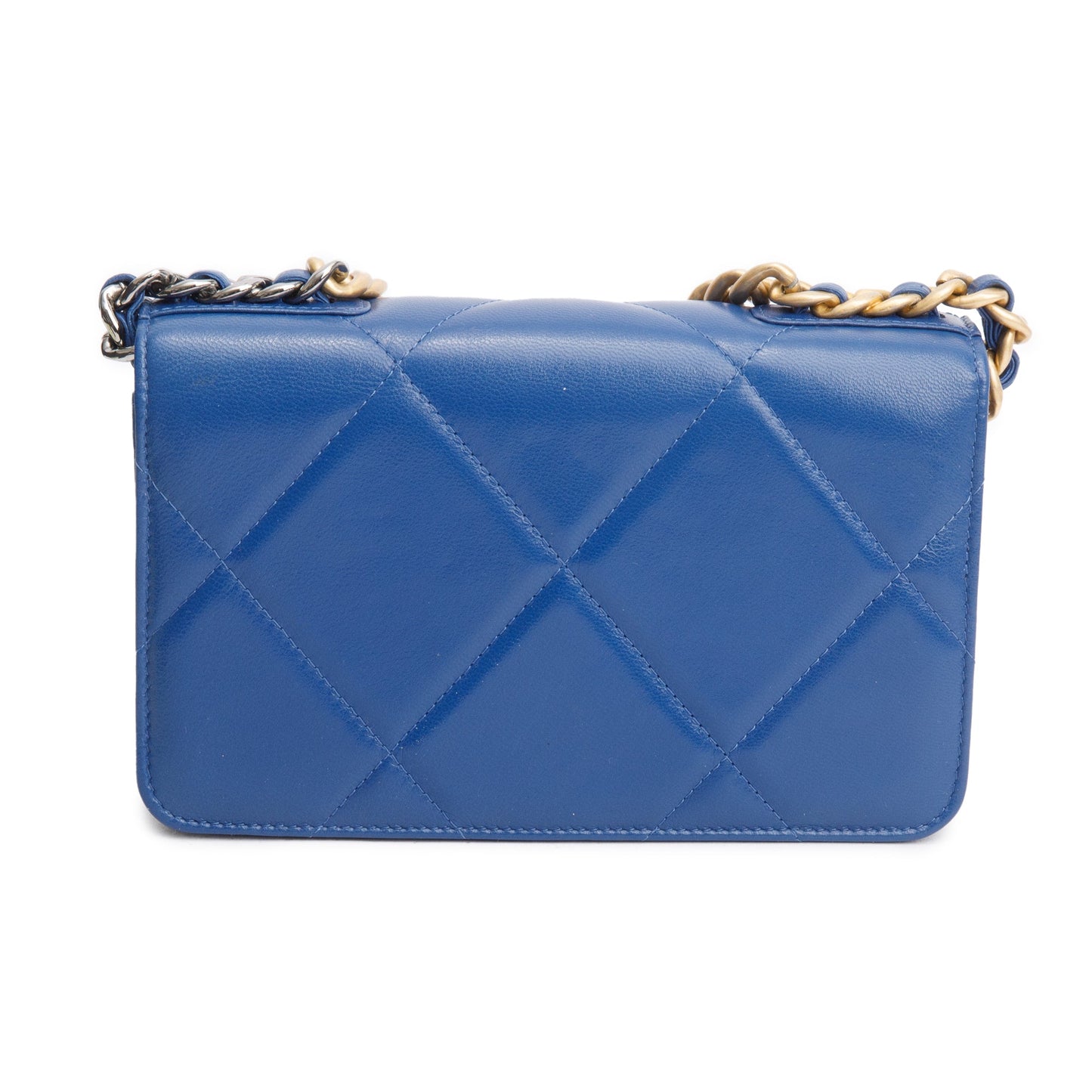 Chanel Blue Lambskin Leather 19 Wallet On Chain