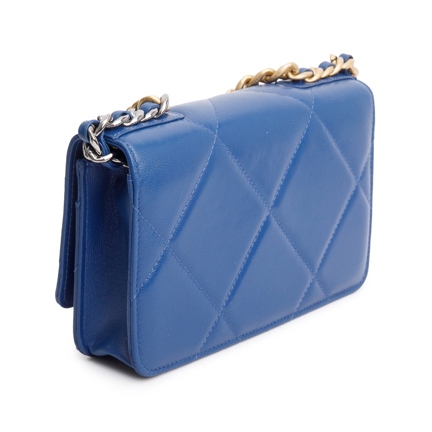 Chanel Blue Lambskin Leather 19 Wallet On Chain