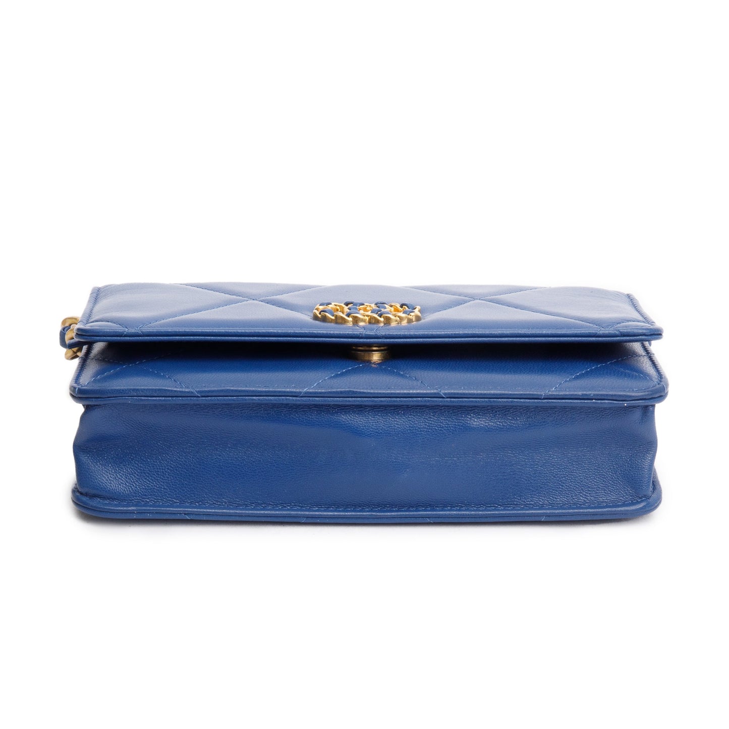 Chanel Blue Lambskin Leather 19 Wallet On Chain