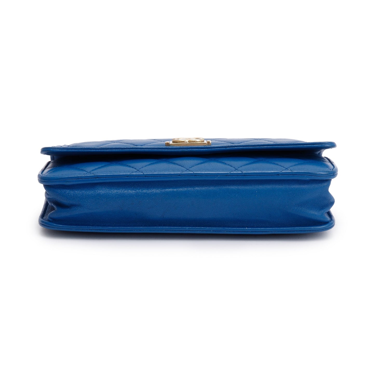 Chanel Blue Lambskin Leather Boy Wallet on Chain