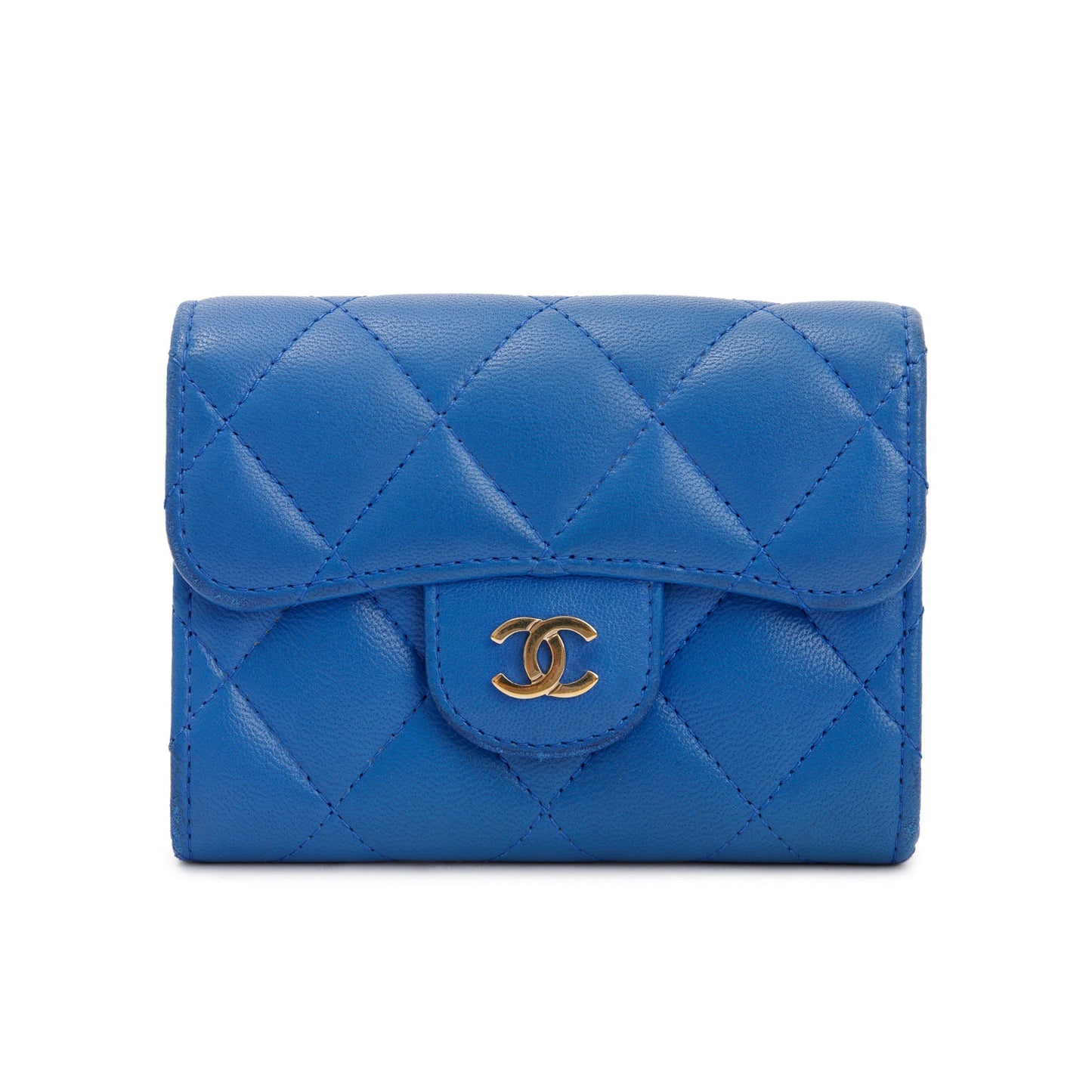 Chanel Blue Lambskin Leather Classic Flap Card Holder