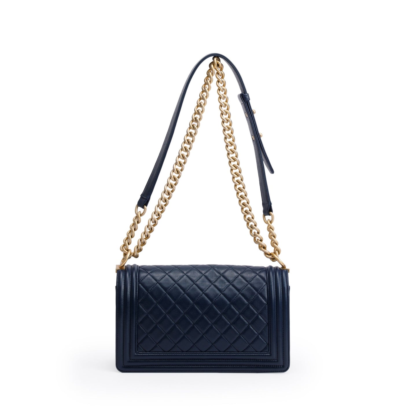 Chanel Blue Lambskin Leather Medium Boy Bag