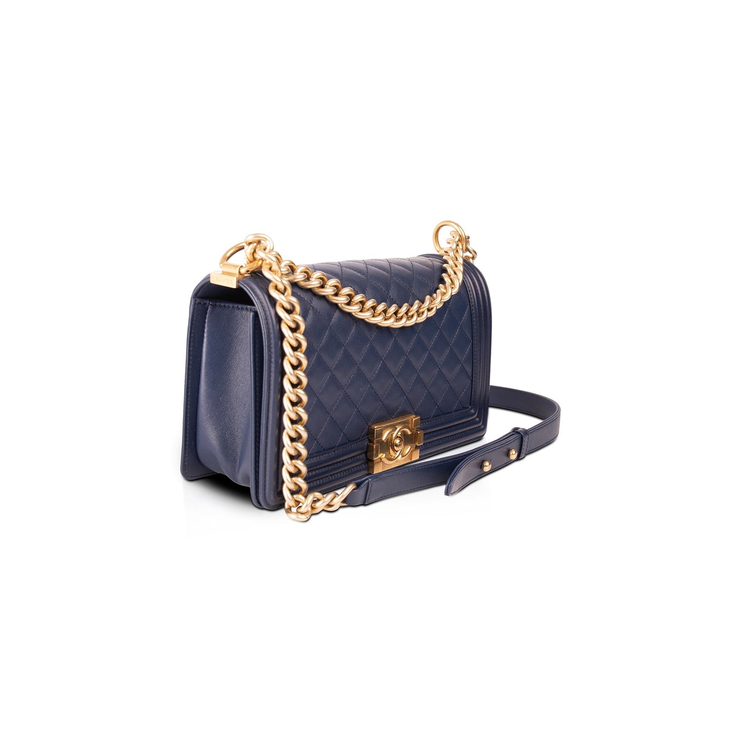 Chanel Blue Lambskin Medium Boy Bag