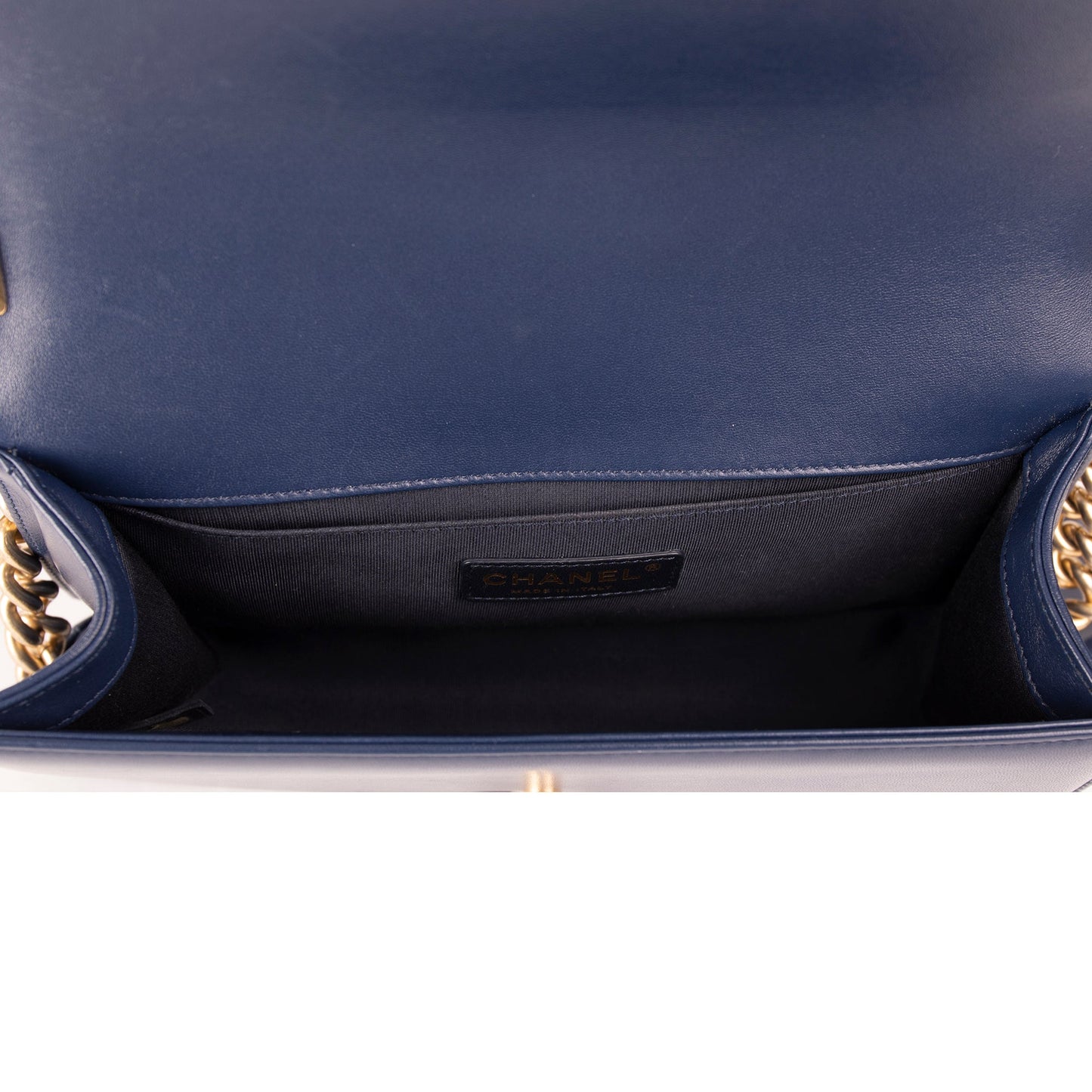 Chanel Blue Lambskin Medium Boy Bag