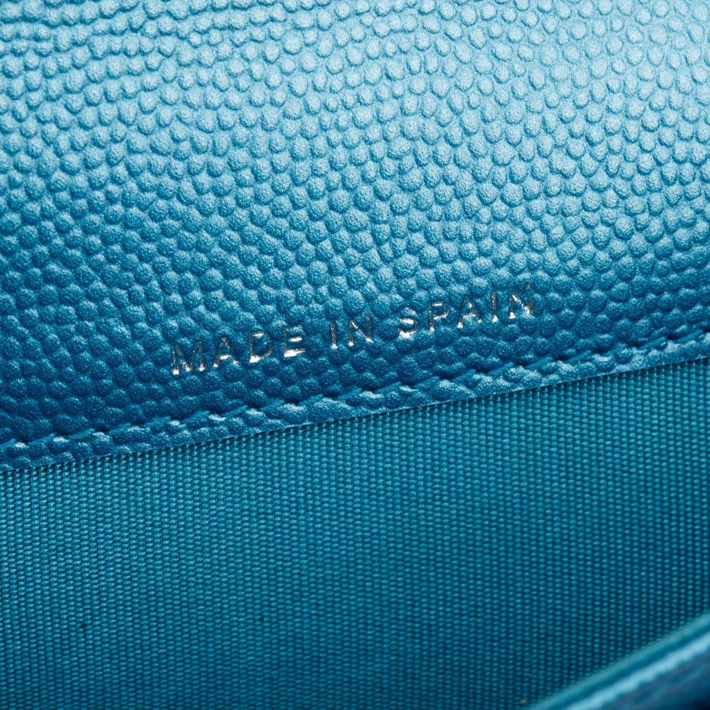 Chanel Blue Metallic Caviar Boy Flap Card Holder