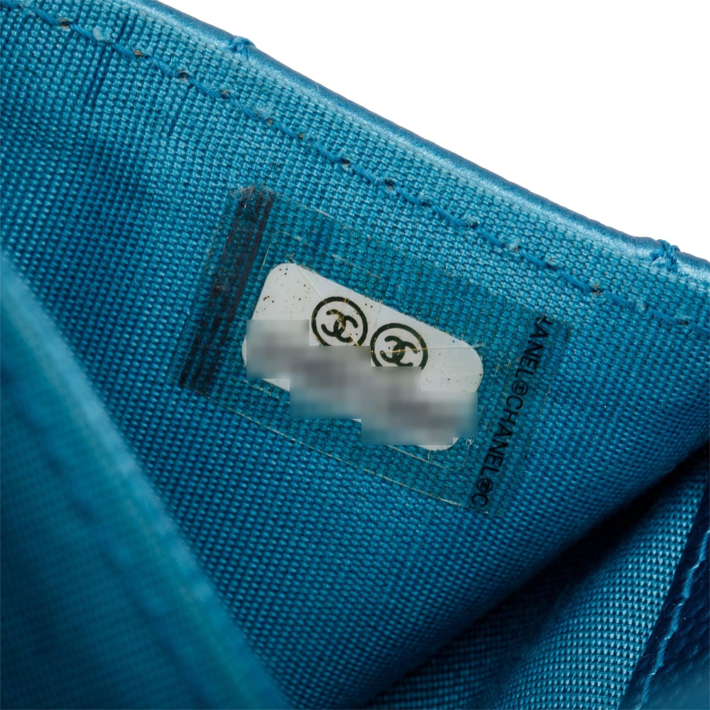 Chanel Blue Metallic Caviar Boy Flap Card Holder