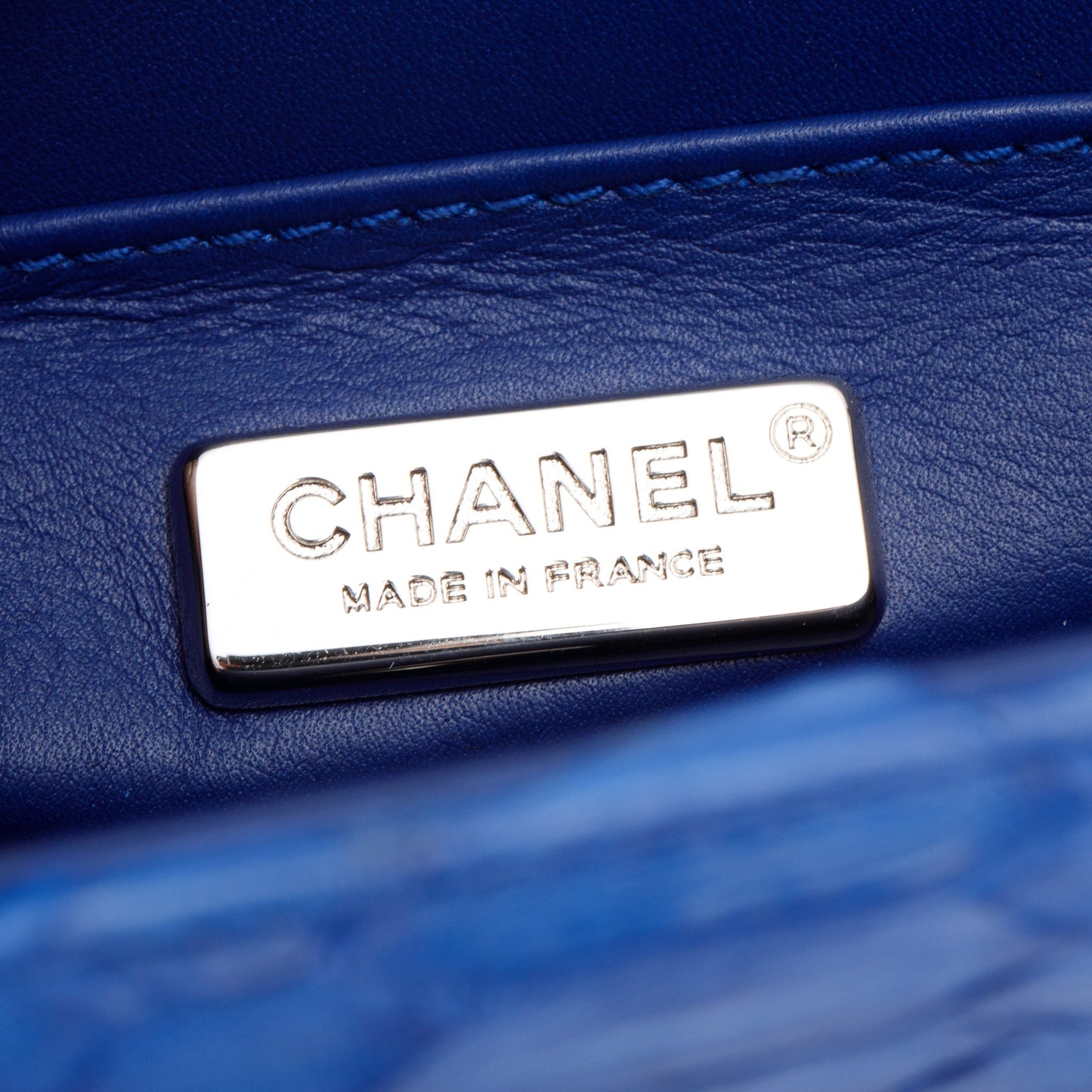 Chanel Blue Python Classic Mini Rectangular Flap Bag