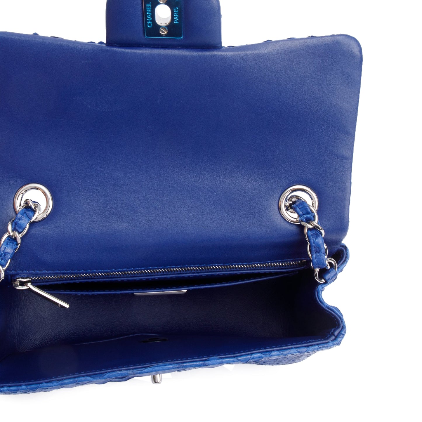 Chanel Blue Python Classic Mini Rectangular Flap Bag