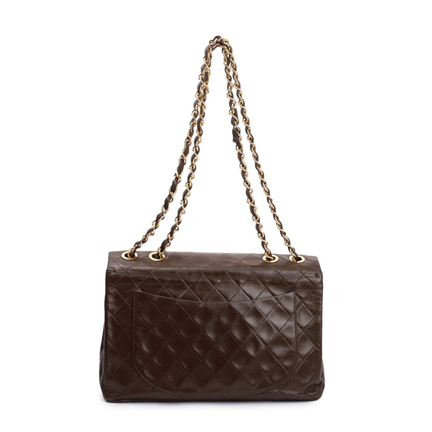 Chanel Brown Lambskin Leather Vintage Jumbo XL Single Flap Bag