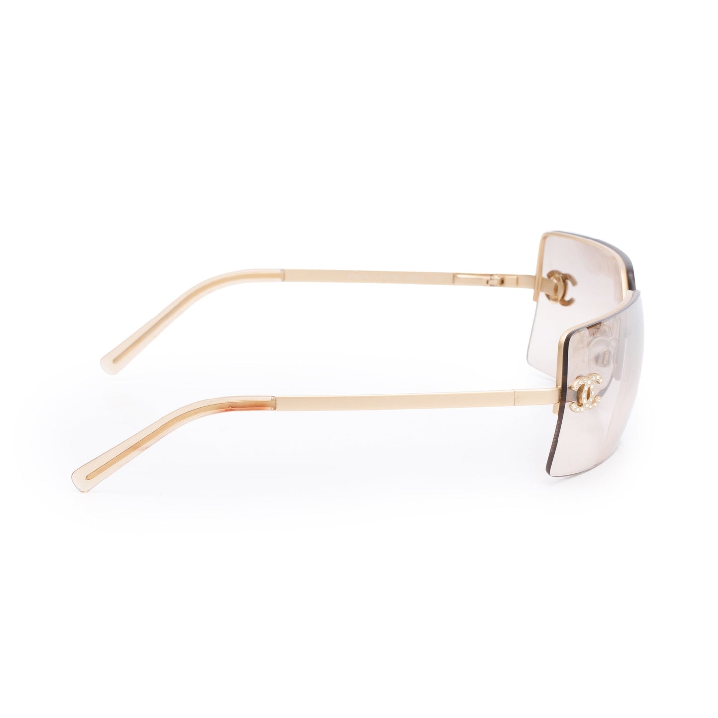 Chanel Brushed Gold-Tone Metal Frameless CC Logo Sunglasses 4092-B