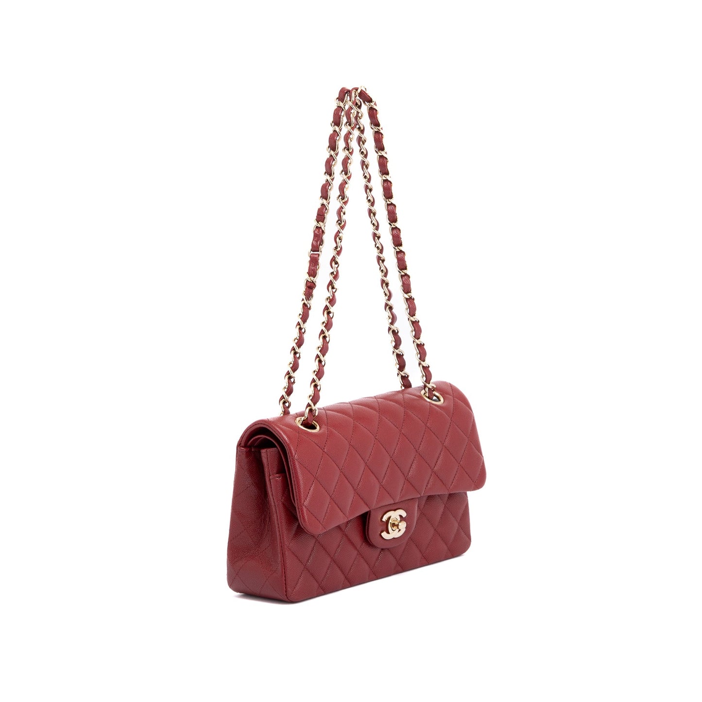 Chanel Burgundy Caviar Small Classic Double Flap Bag