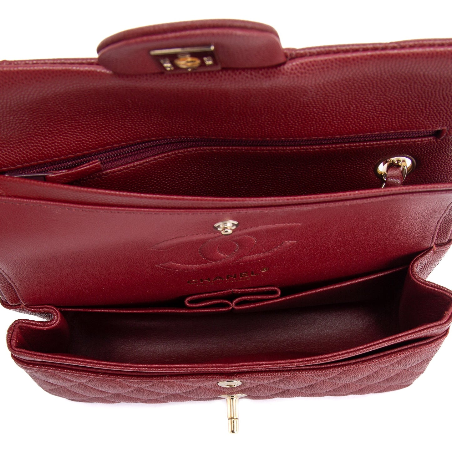 Chanel Burgundy Caviar Small Classic Double Flap Bag