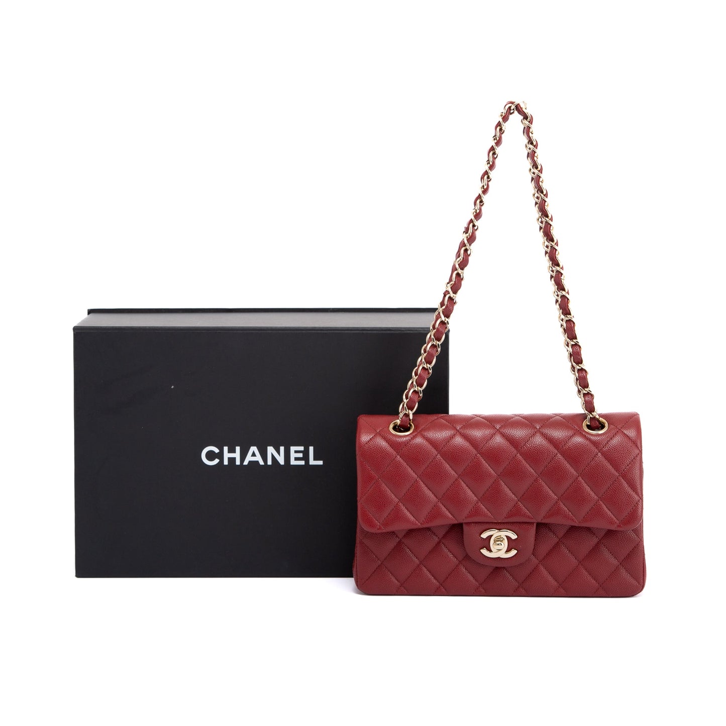 Chanel Burgundy Caviar Small Classic Double Flap Bag