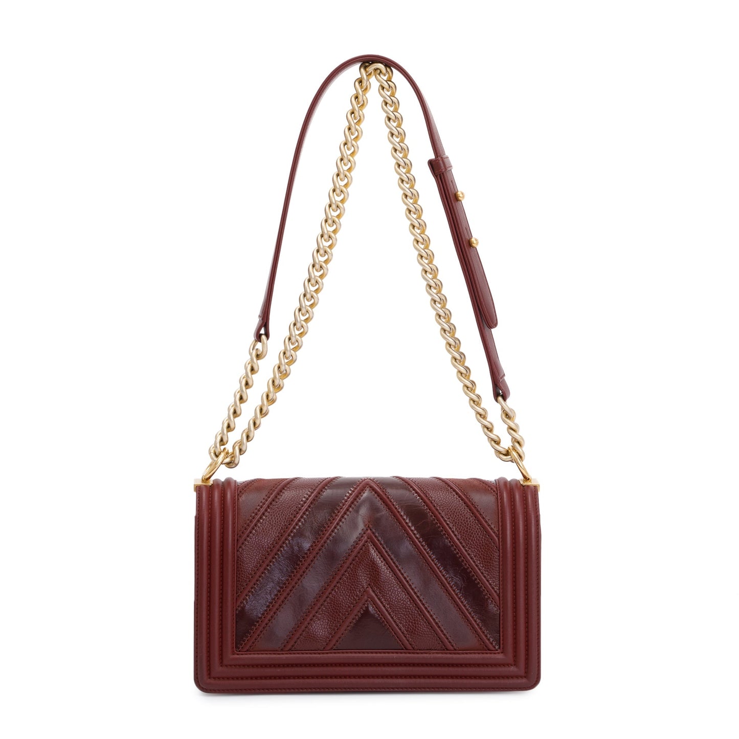Chanel Burgundy Chevron Leather Medium Mix Boy Bag