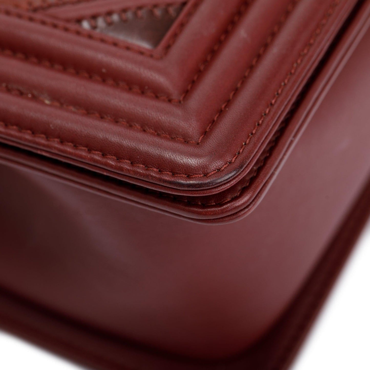 Chanel Burgundy Chevron Leather Medium Mix Boy Bag