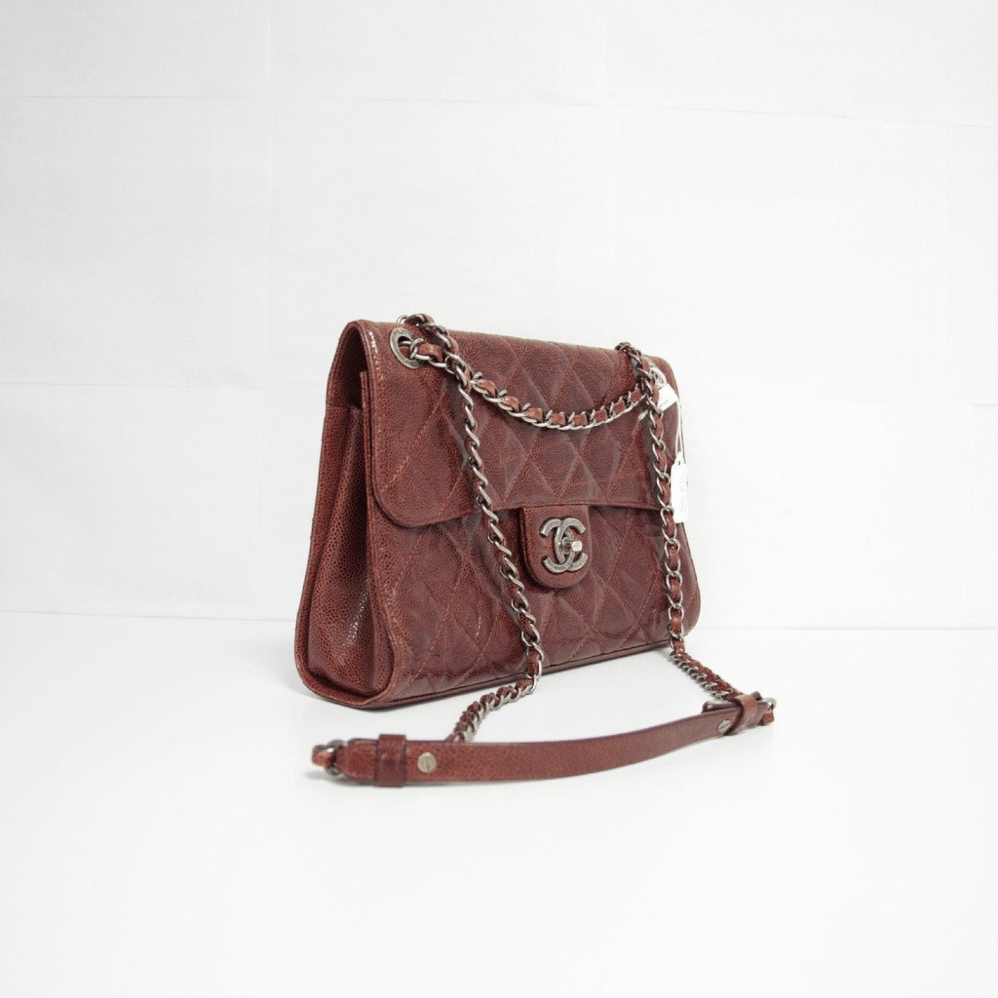 Chanel Burgundy Crave Flap Bag in Caviar Leather