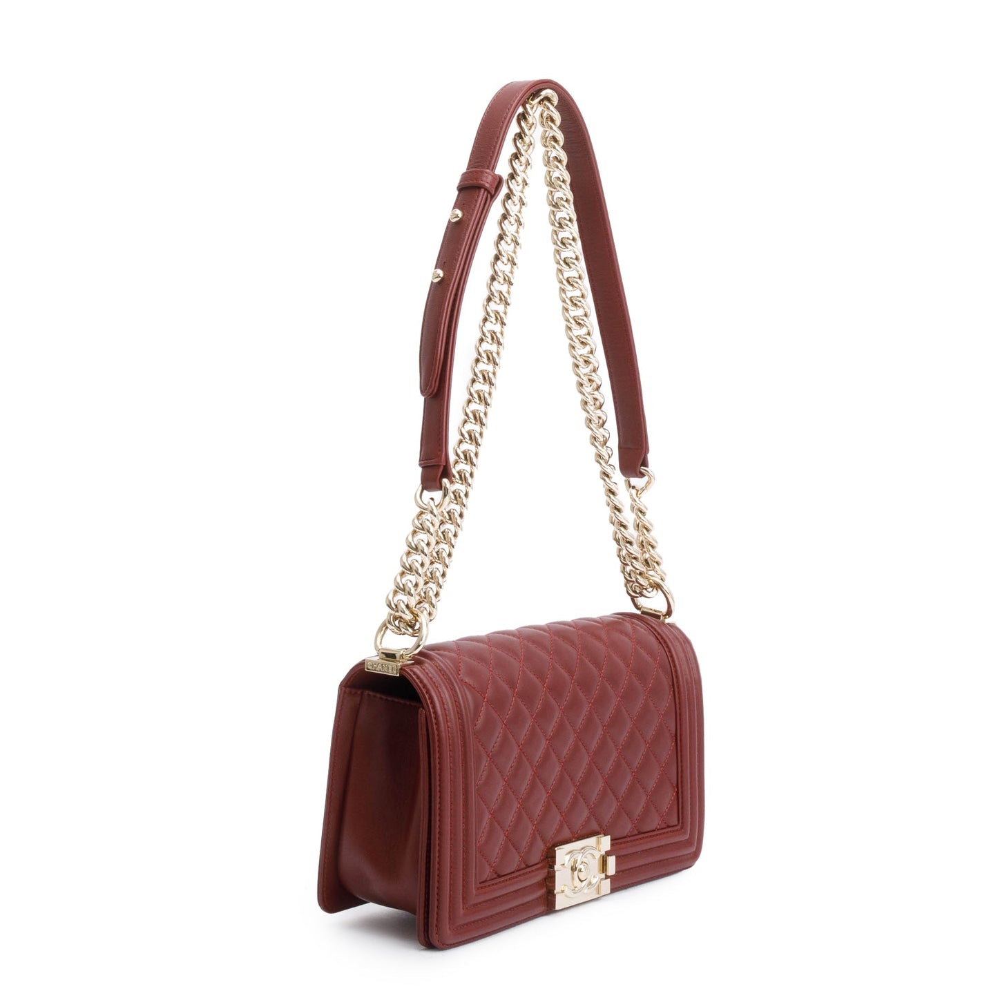 Chanel Burgundy Quilted Lambskin Medium Boy Bag