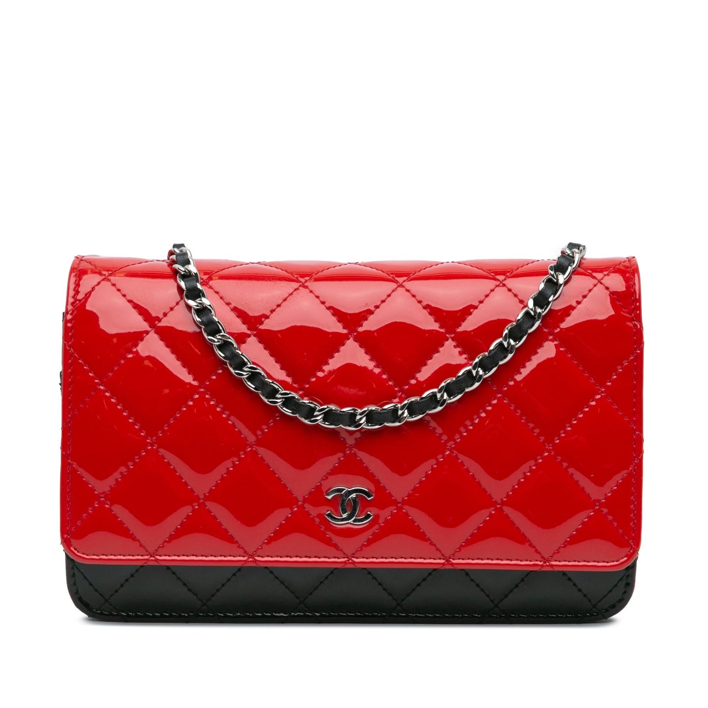 Chanel CC Bicolor Quilted Patent Wallet on Chain