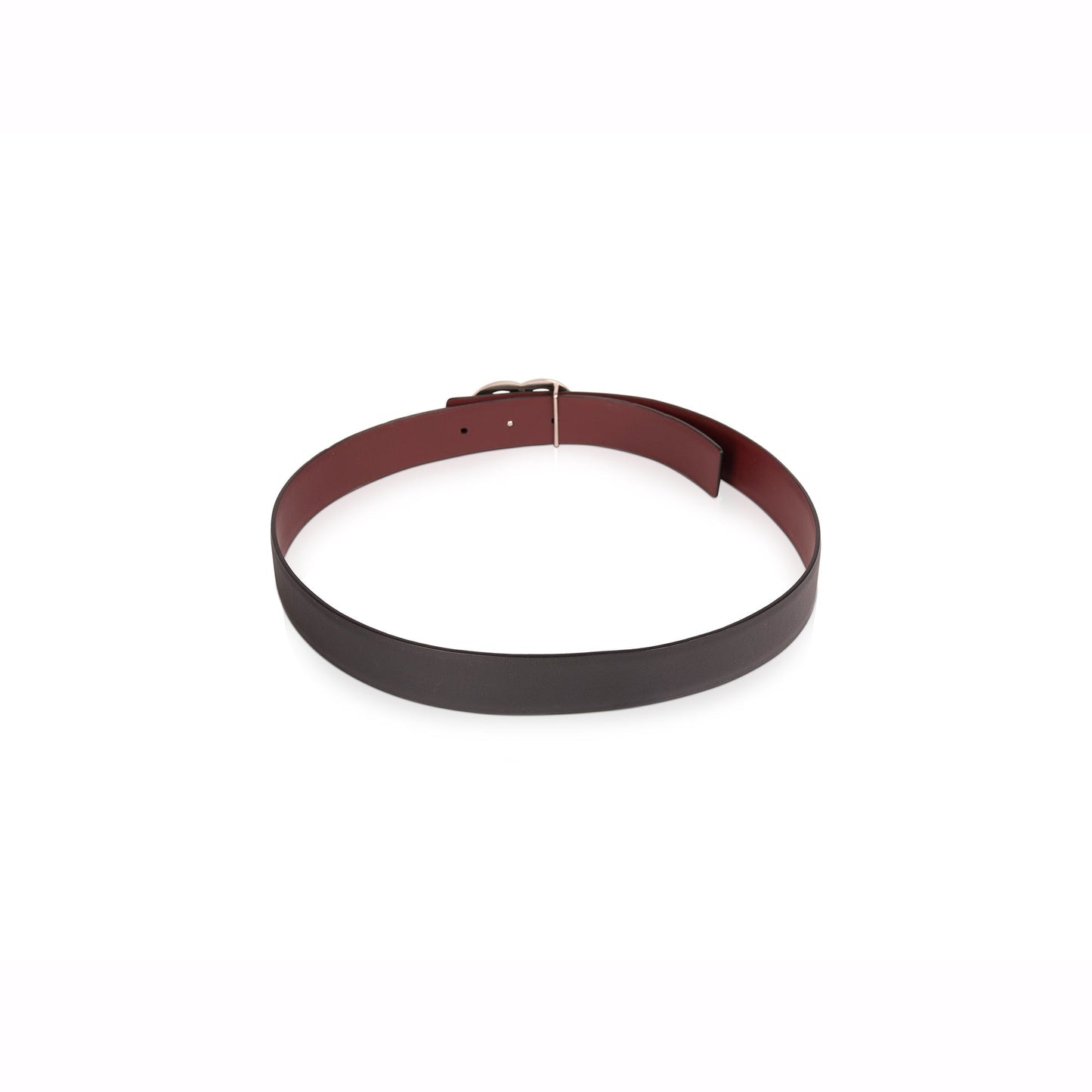 Chanel CC Black & Burgundy Reversible Leather Belt