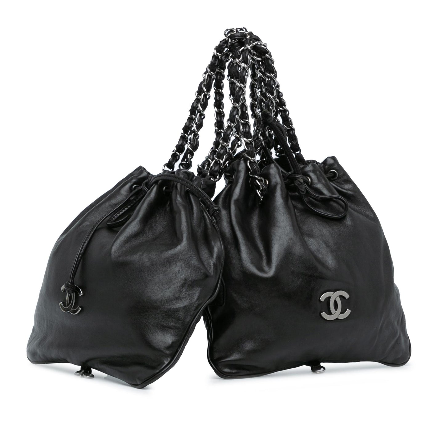 Chanel CC Calfskin Dual Twin Chain Handbag