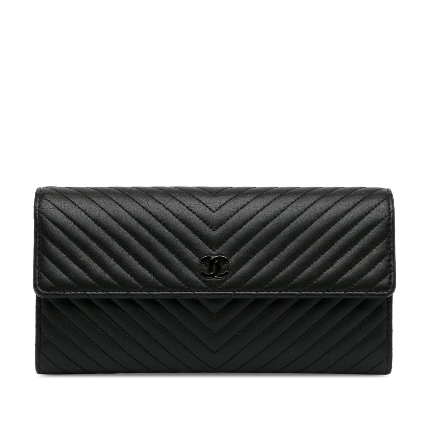 Chanel CC Chevron Lambskin Long Wallet (SHG-GJrUFh)