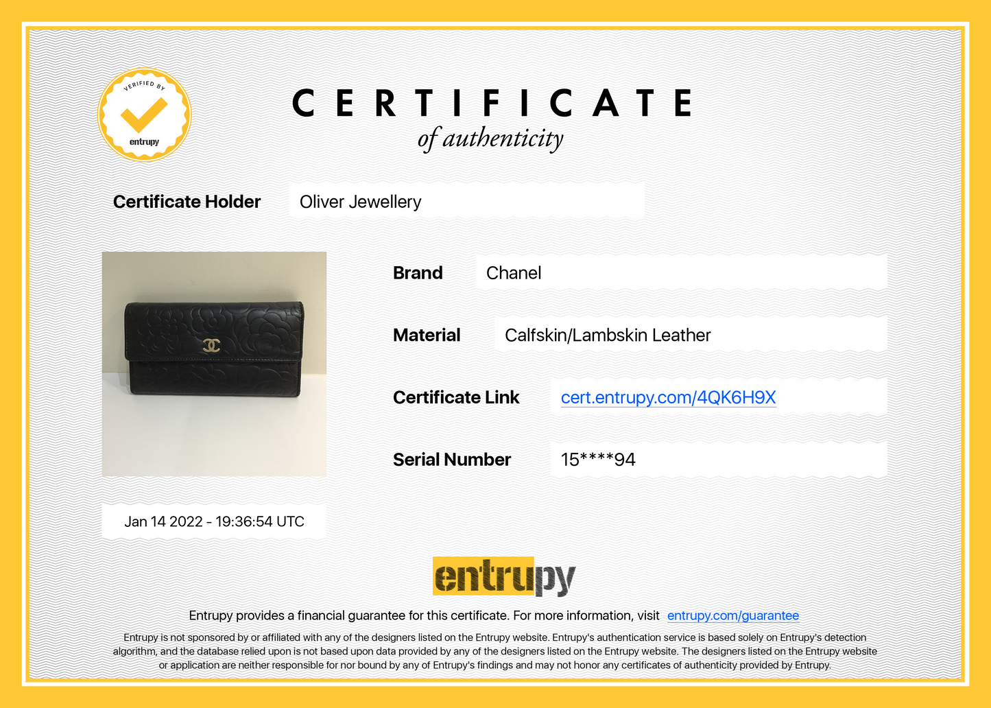 Chanel CC Logo Camelia Leather Wallet