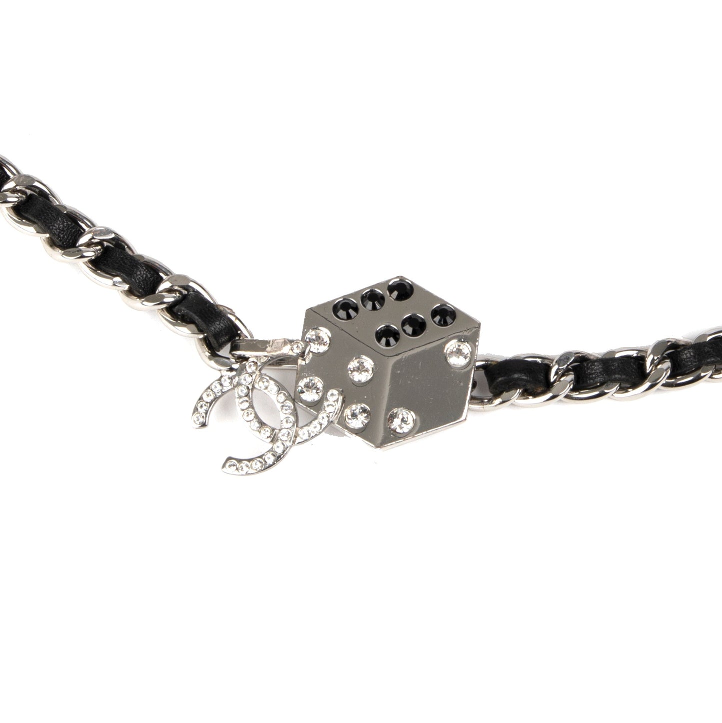 Chanel CC Logo Dice Chain-Link & Leather Belt