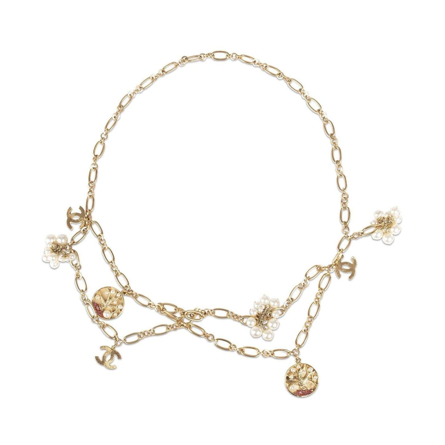 Chanel CC Pearl Tree Medallion Chain-Link Belt