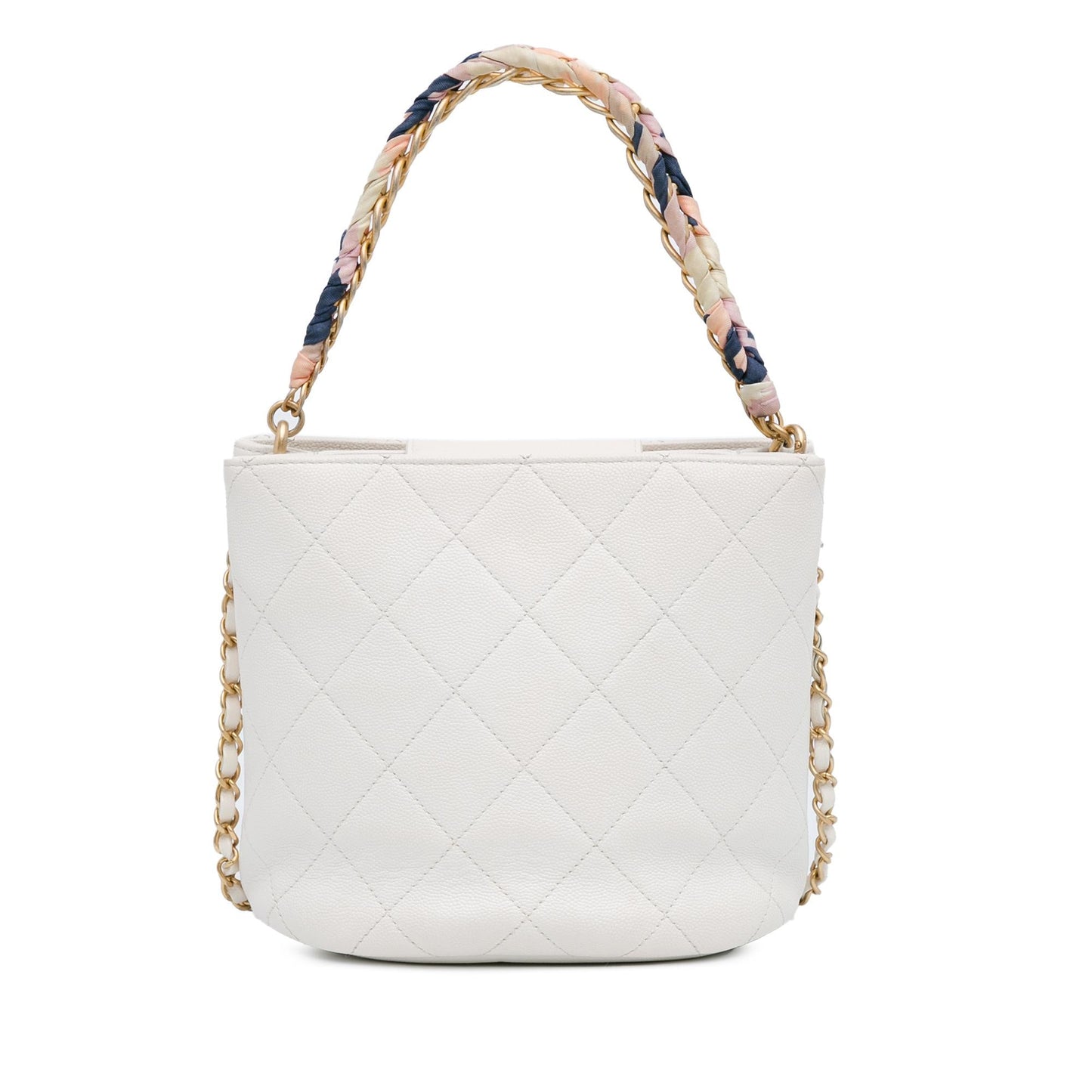 Chanel CC Quilted Caviar Chain Scarf Handle Bucket Bag (SHG-AuAIp1)