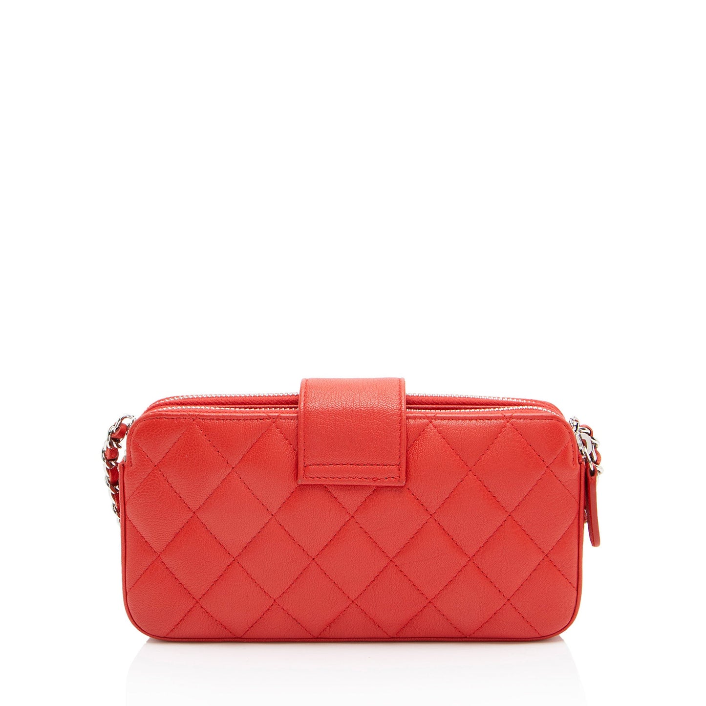 Chanel Calfskin CC Box Double Zip Clutch with Chain