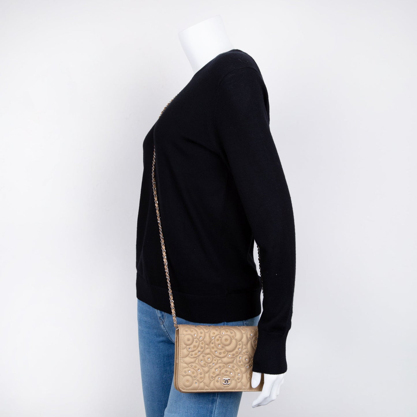 Chanel Camellia Studded Wallet on Chain