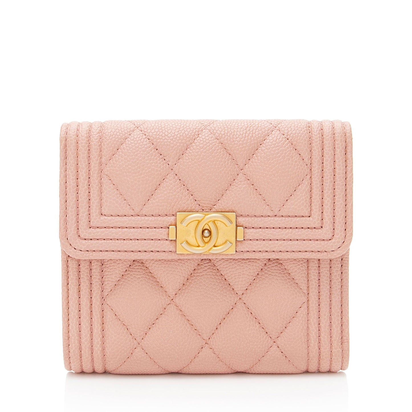 Chanel Caviar Leather Boy Compact Wallet