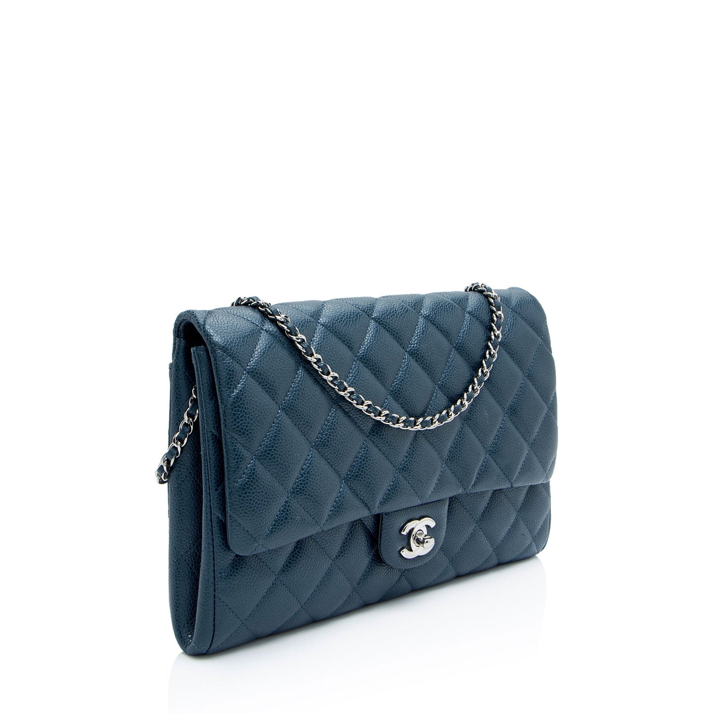 Chanel Caviar Leather Chain Flap Clutch