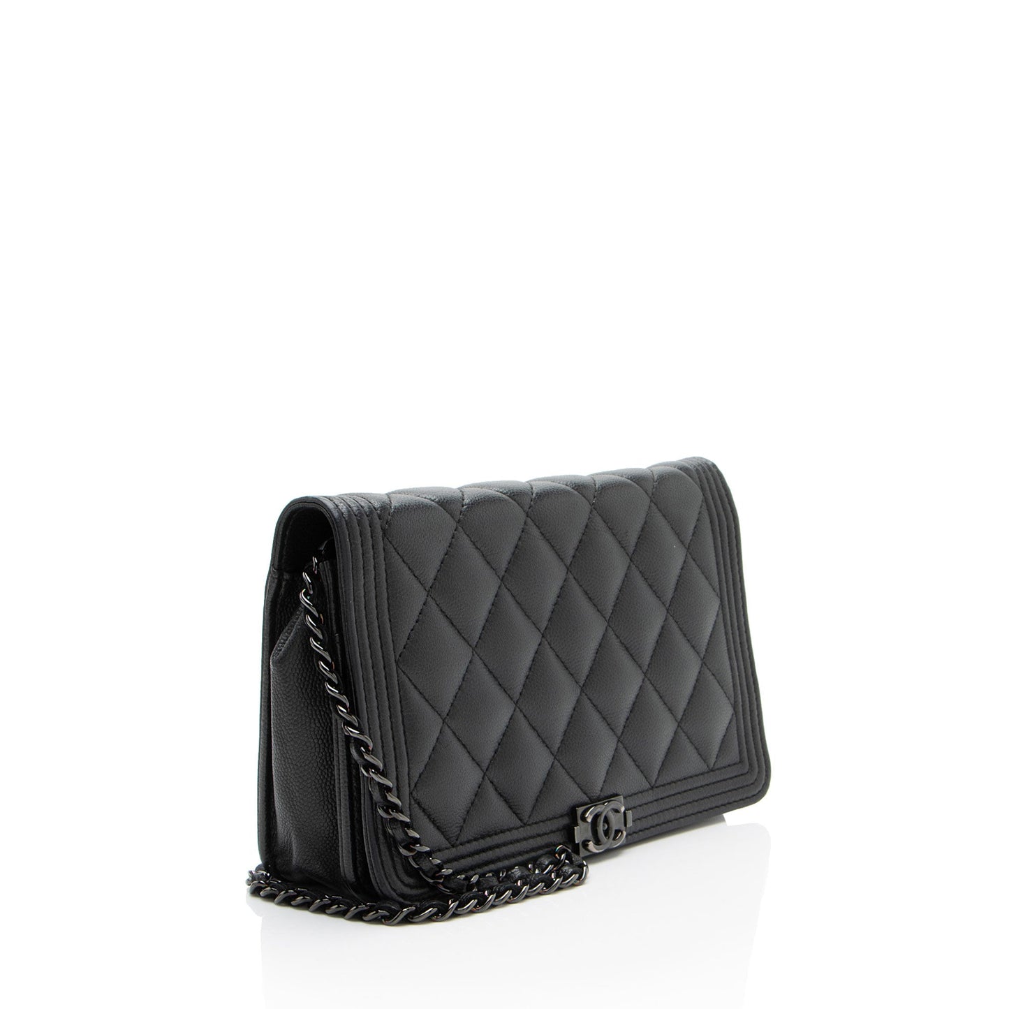 Chanel Caviar Leather So Black Boy Wallet on Chain